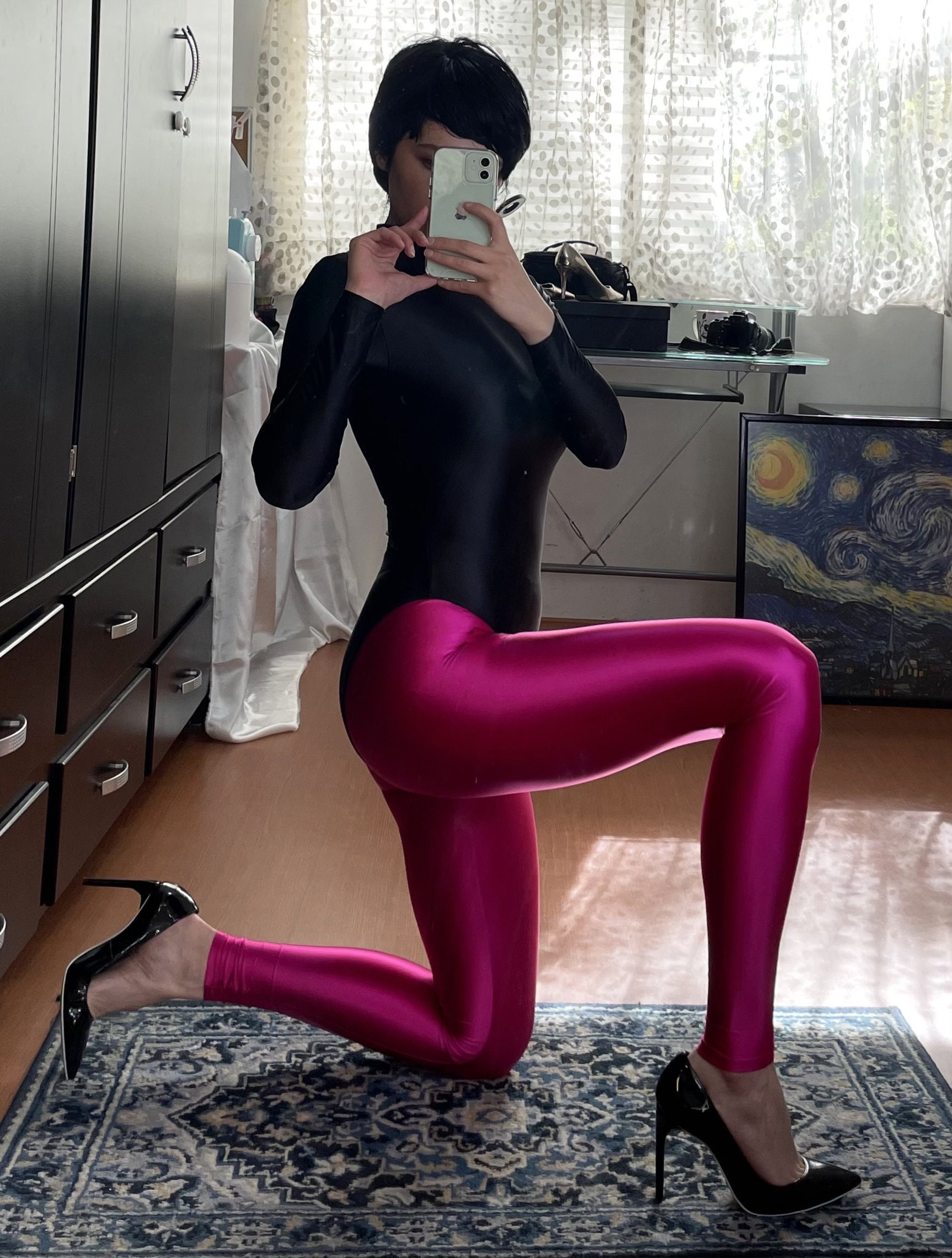 High Waist Shiny Metallic Sexy Satin Leggings Free Shipping