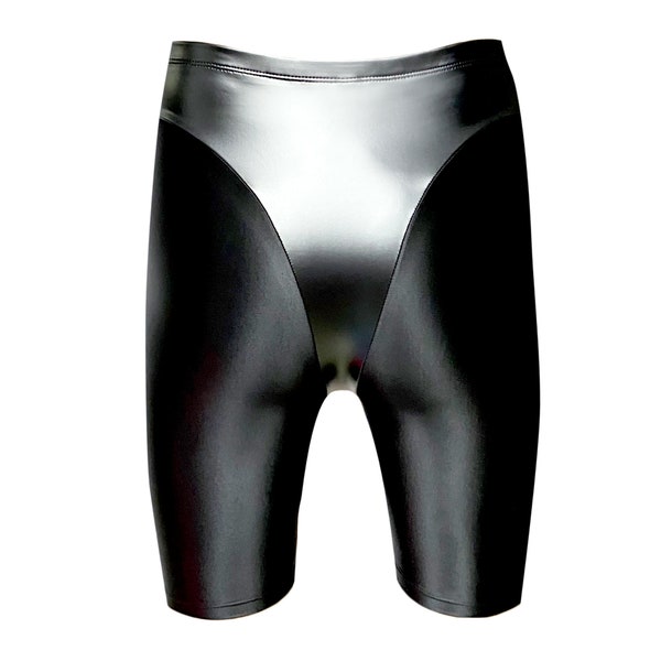 Unisexe PU Black Leather High Waist Shorts - Shorts en cuir