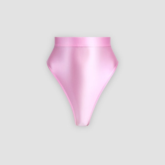 Pink Thong Panties Shiny Metallic Breathable Lingerie Shiny Sexy Opaque  Seamless Unisex High Waist 