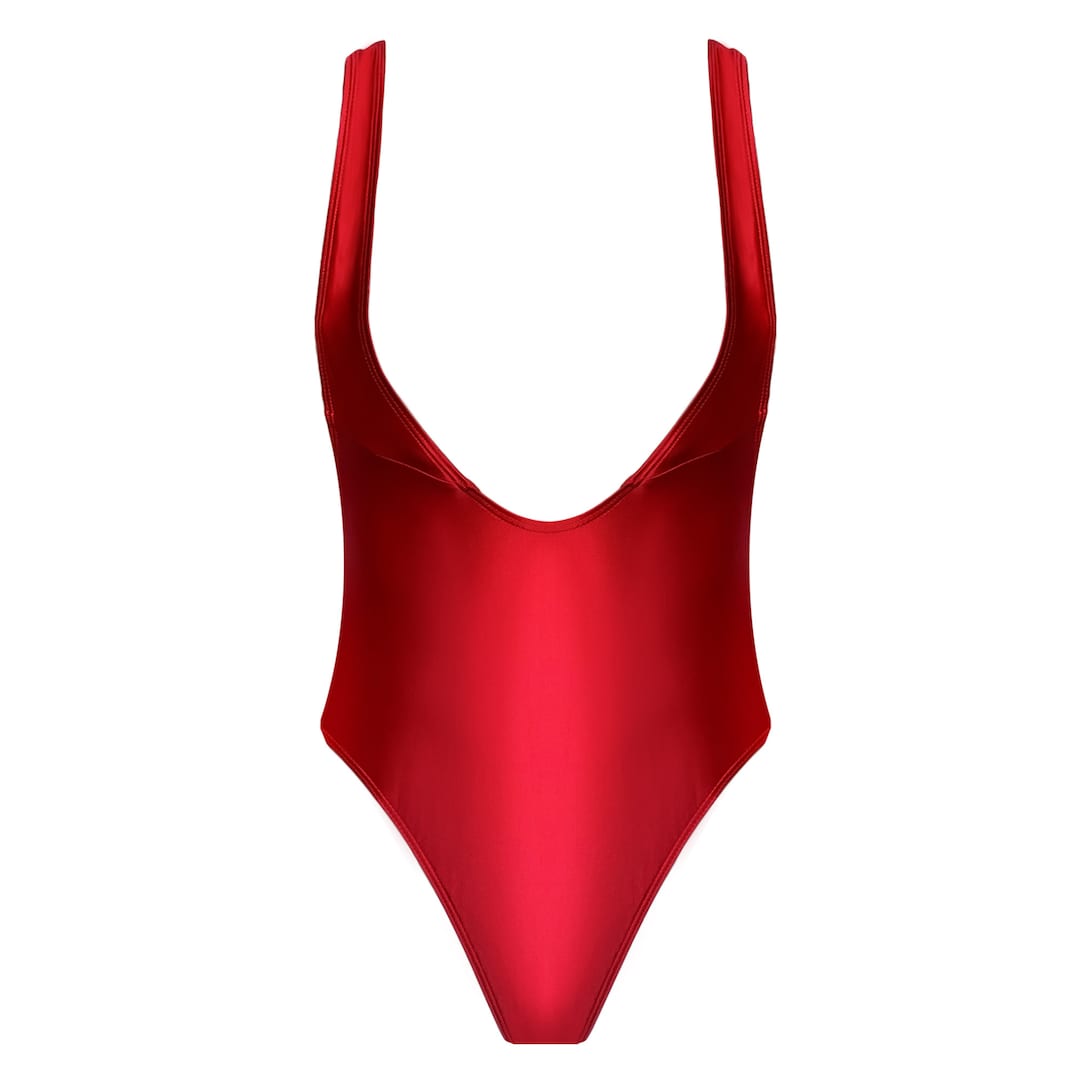 Shiny Metallic Satin Monokini Swimwear Lingerie Men Women Unisex One ...