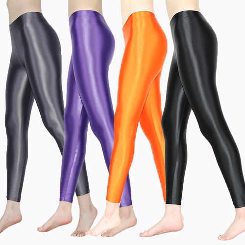 LEOHEX Shiny Metallic Sexy Satin Leggings - XS to 3XL Sizes Available - Free Shipping Worldwide
