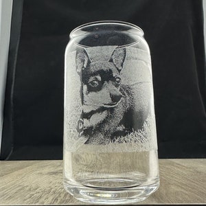 Personalized Photo Engraved Etched Beer Can Glass with Optional Text