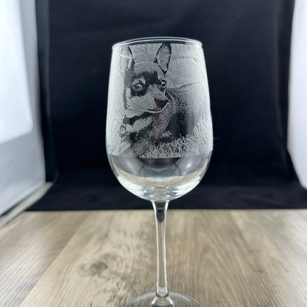 Personalized Photo Engraved Etched Wine Glass with Optional Text