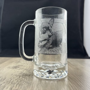 Personalized Photo Engraved Etched Beer Mug with Optional Text