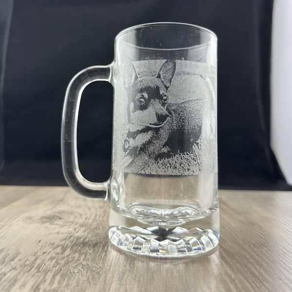 Personalized Photo Engraved Etched Beer Mug with Optional Text