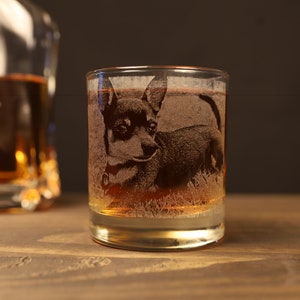 Personalized Photo Engraved Etched Whiskey Glass image 1