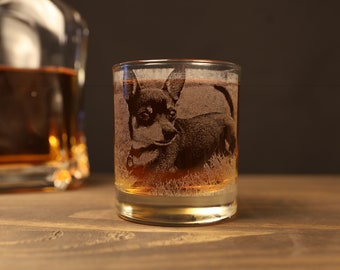 Personalized Photo Engraved Etched Whiskey Glass