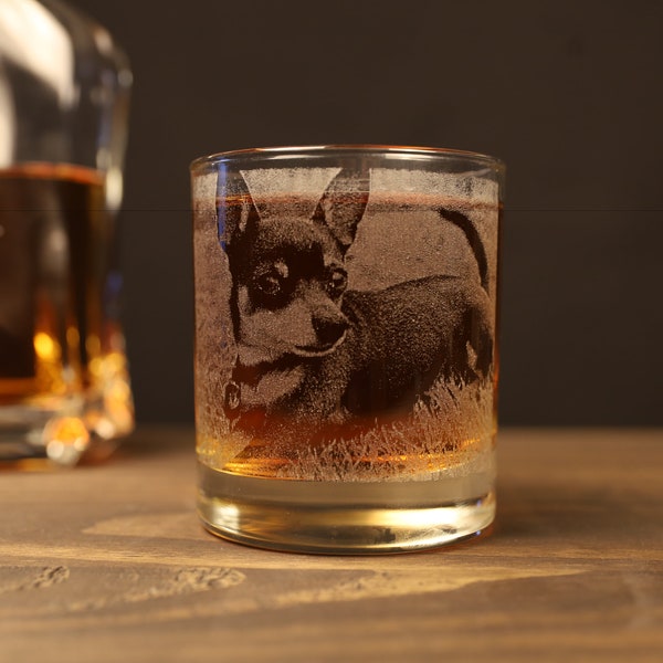 Personalized Photo Engraved Etched Whiskey Glass