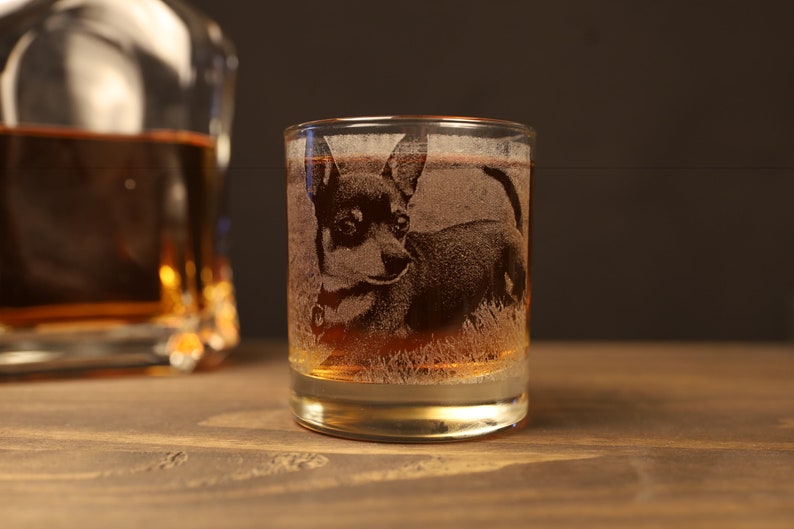 Personalized Photo Engraved Etched Whiskey Glass image 1