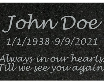 6 X 12 Inch Temporary Personalized Flat Granite Headstone Gravestone Memorial Marker