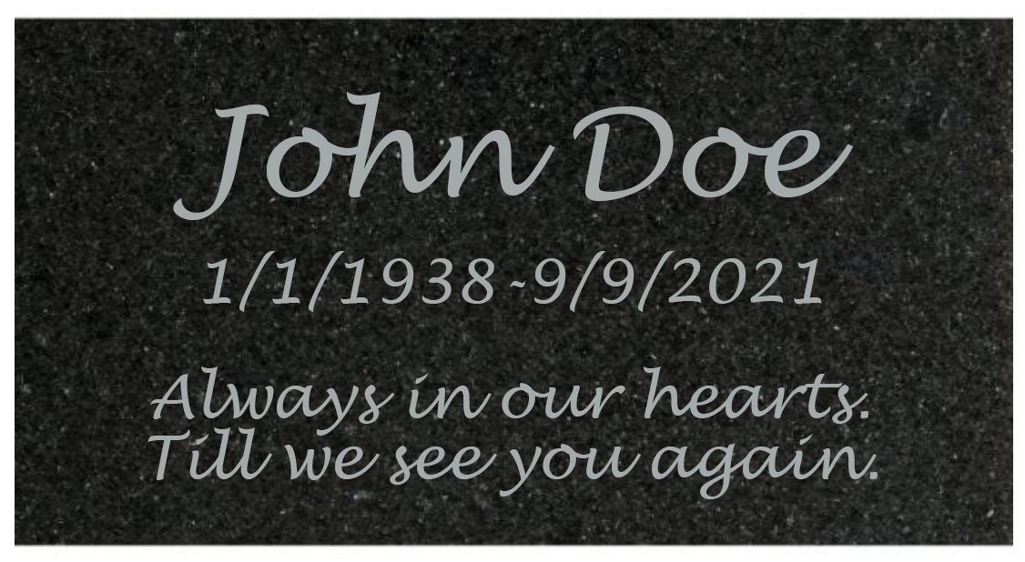 6 X 12 Inch Temporary Personalized Flat Granite Headstone Gravestone Memorial Marker