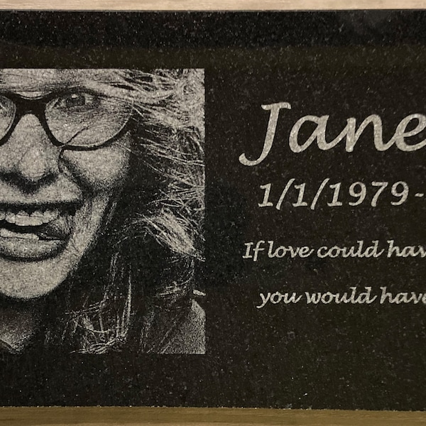 6 X 12 Inch Photo Engraved Personalized Flat Granite Headstone Gravestone Memorial Marker