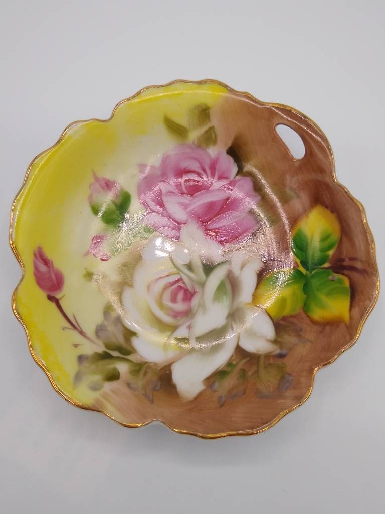 Lefton China Handpainted 5 Rose Plate Etsy