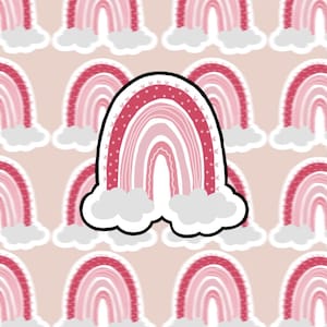 Rainbow Sticker with Clouds