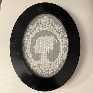 Cameo - Cross Stitched Embroidery Art Decor- Comes With Display Stand