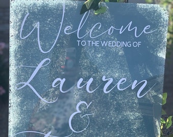 Acrylic welcome sign, clear acrylic sign, custom acrylic sign, wedding sign, baby shower signage