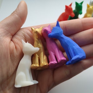 tiny small dog lowpoly sculpture cute dog handmade figurine art for gift