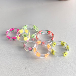 Custom Handmade Resin Rings - Fruit & Flowers