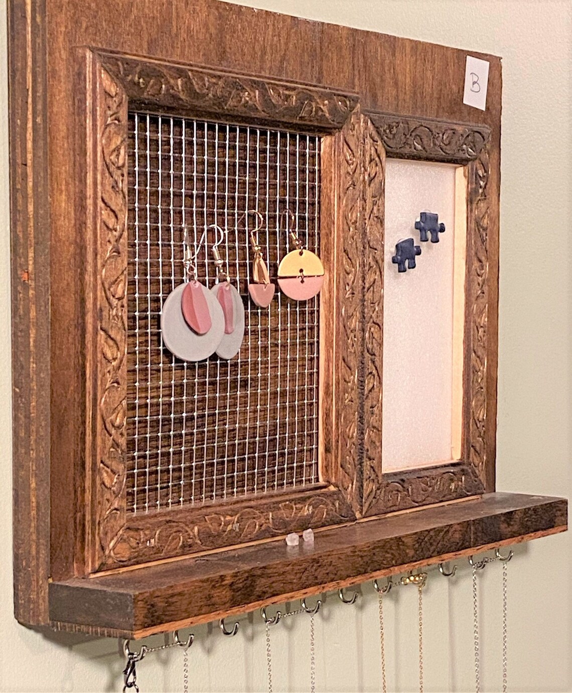 Jewelry Organizer Handmade Wooden Wall Hanging for Etsy