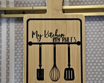 My Kitchen, My Rules - Real wood carved funny sign, cute gift, home and kitchen décor, humor, mom gift Decorative cutting board