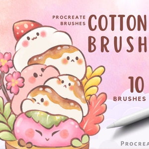 Pennelli Kawaii Procreate Cotton / 10 pennelli Procreate / Pennelli morbidi e grumosi / Pennello bagnato per uno stile artistico carino