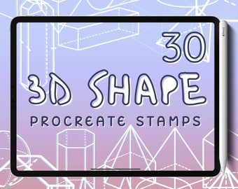 Pinceles de sellos de formas 3D para Procreate: Diseño geométrico