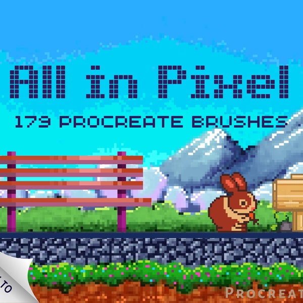 179 Procreate pixel art brush set | All in pixel art | Procreate brushes | Pixel brush and pattern brushes
