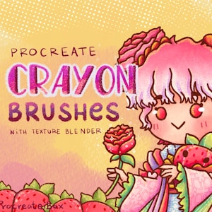 Procreate Crayon brushes | 34 crayon brushes | Crayon texture brush | Crayon illustration brush | Digital brushes | Procreate brush set