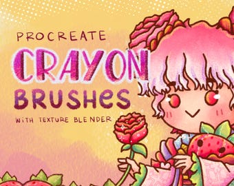 Procreate Crayon brushes | 34 crayon brushes | Crayon texture brush | Crayon illustration brush | Digital brushes | Procreate brush set