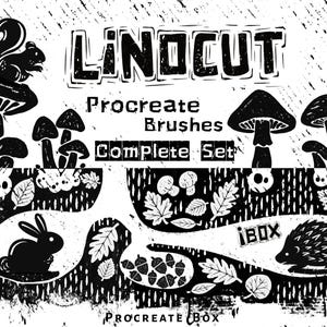 Linocut Procreate Brush Set: 161 Lino Print Art Brushes & Patterns (Digital Download)
