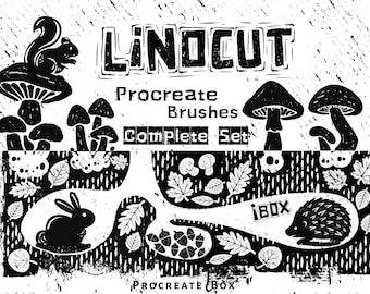 Linocut Procreate Brush Set: 161 Lino Print Art Brushes & Patterns (Digital Download)