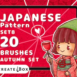 Japanese Maple Leaf Pattern Procreate Brushes: 20 Autumn Patterns Brush Set (Digital Download)