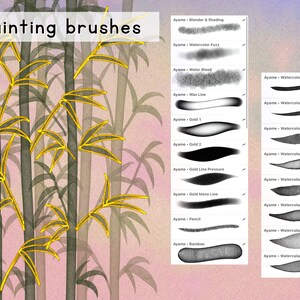 Procreate Watercolor Brush Set: Silk Painting with Gold Brushes ,PDF How to draw tutorial image 4