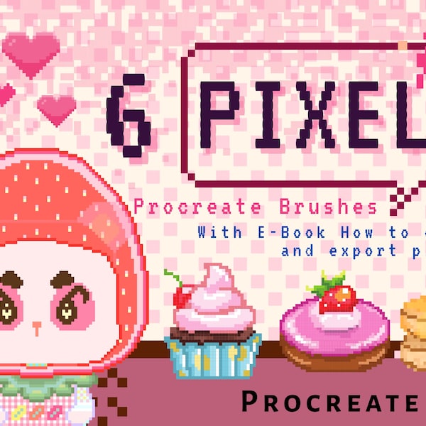6 Pixel Procreate brushes, Pixel art design, Pixel art brush, Game design, Procreate pixel brush, Procreate brushes pixel blender