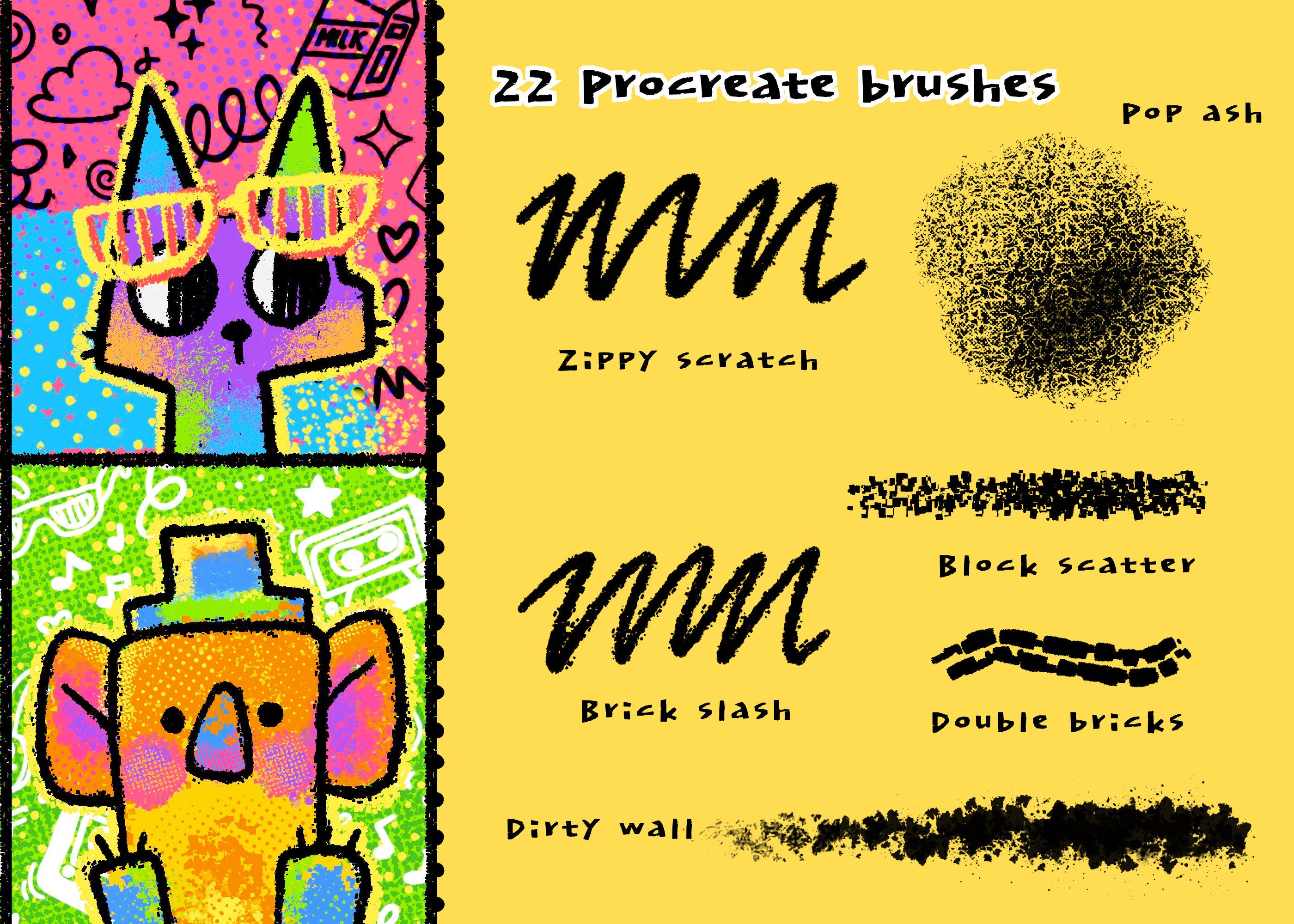 Funky Pop Art Procreate Brushes | Grunge, Ink Texture (digital Download ...