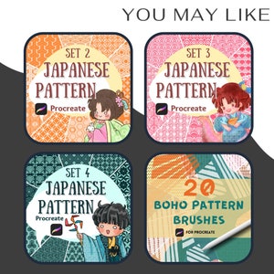 20 Japanese Procreate Pattern Brush Set 1 | Seamless Brush | Japanese ...