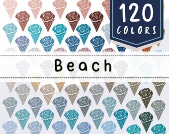Beach Colors Procreate Palette: 120 Blue color Swatches