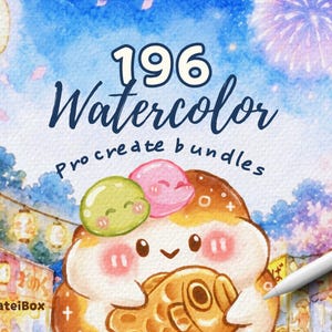 196 Procreate Watercolor Brush Bundle | Realistic Stamps with Paper Textures and tutorials