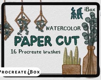 Paper Cut Procreate Brushes: Watercolor Texture, Scrapbook brushes