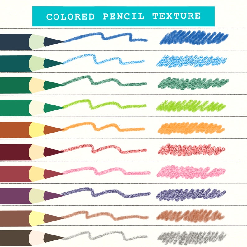 34 Colored Pencil Procreate Brushes Pencils Sketch Pencil Etsy