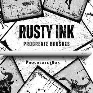 20 Rusty Ink Procreate Brushes: Vintage Texture and old ink brush set (Digital Download)