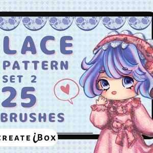Procreate lace pattern brushes set 2 | Procreate fashion brushes | Fabric pattern | Anime dress brush