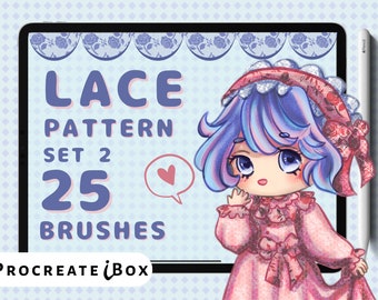 Procreate Lace Pattern Brushes: Anime Fabric Brush Set