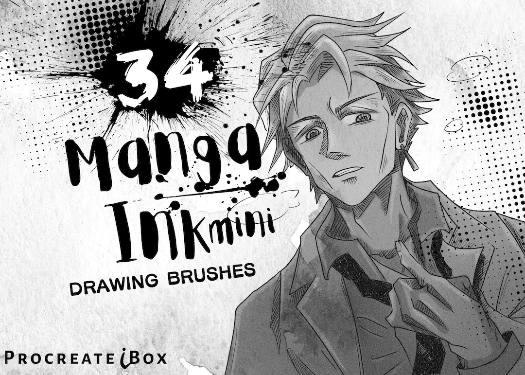 34 Procreate Ink Brushes Procreate Manga Brushes Japanese Ink Anime