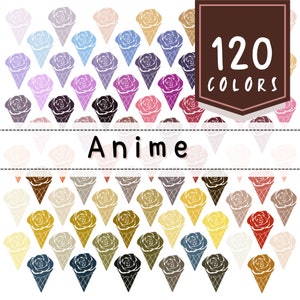 120 Procreate colors | Anime color palettes | Character designs colors | Procreate swatches