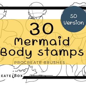 30 Procreate stempels chibi anime lichaam | SD-versie | Mermaid Procreate postzegels | Anime Poses | Procreate guide body stamp borstel