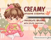 Creamy Gouache Procreate Brushes: Canvas Texture and Color Palettes (Digital Download)