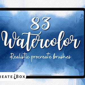 Juego de 83 pinceles de acuarela para Procreate: efecto acuarela, textura de acuarela, efecto sal, pincel de manchas, trazos de acuarela y sellos.