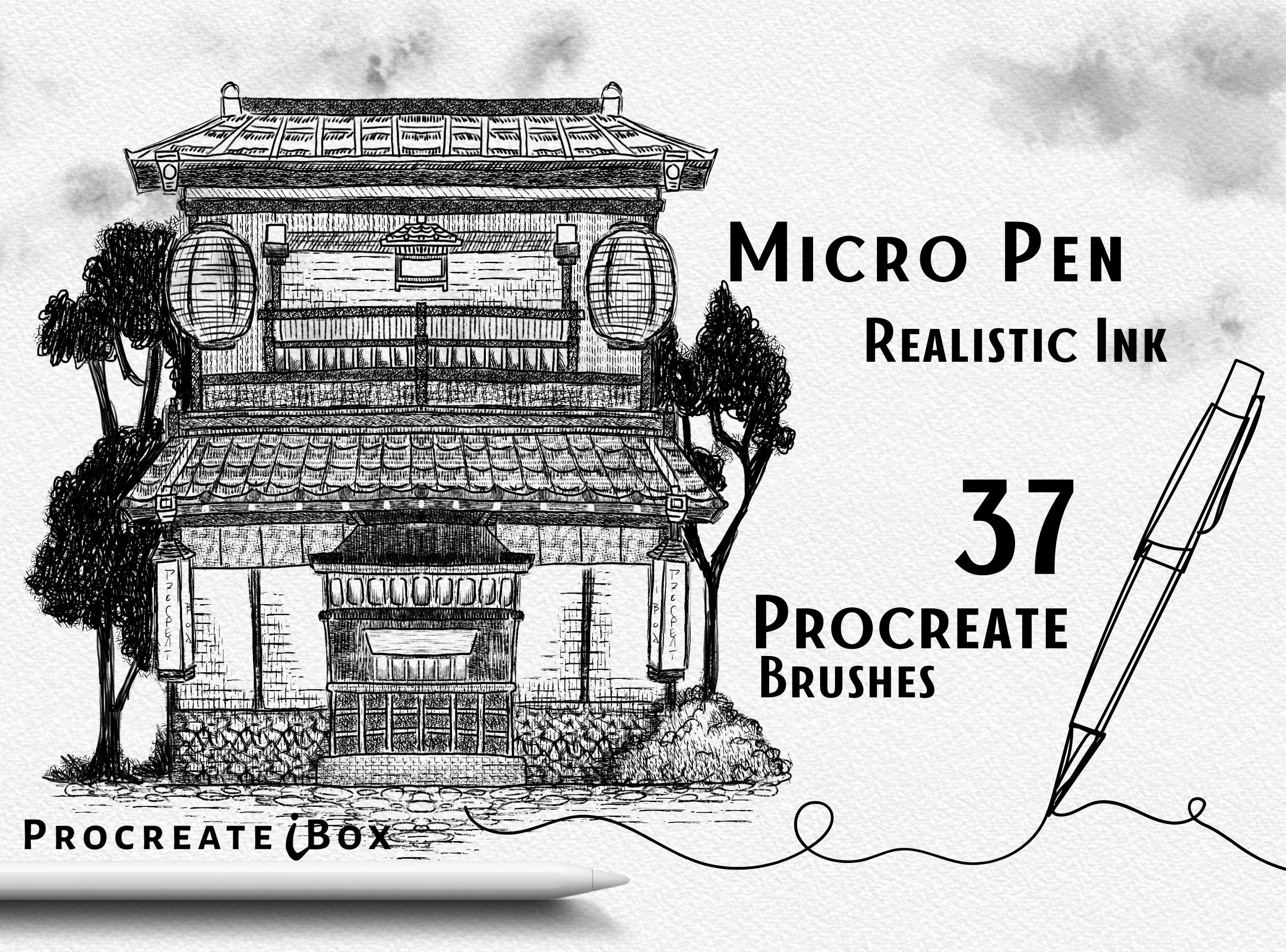 Procreate Micron Pen and Stipple Brushes Inking Brushes Instant Download 