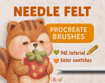 Procreate ニードルフェルトブラシ：ウールテクスチャ、フェルトアート（デジタルダウンロード）